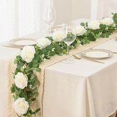 Dolicer 4Pcs 26Ft Artificial Eucalyptus Garlands with Flowers – 8 Roses, Faux…