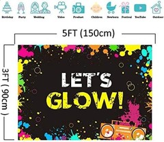 Vinyl Glow Splatter Photography Background 5x3ft Dark Party Teen Birthday Prop