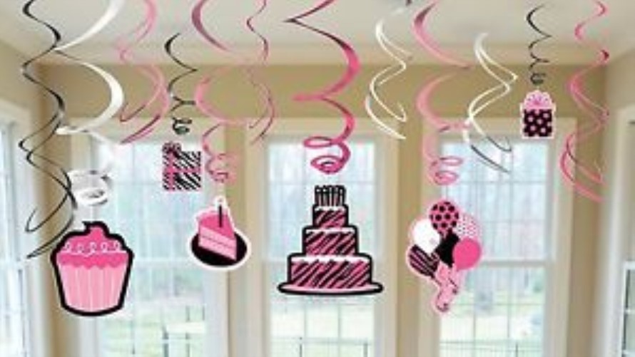 Pink Hanging Swirls Cupcake Fabulous Party Decoration Birthday Party 12ct