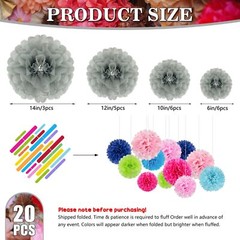 Tissue Paper Pom Poms Gray Tissue Paper Flowers Hanging Flower Balls for Wedd…