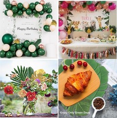 54Pieces 9Kinds Artificial Tropical Leaf Jungle Leaves 54pcs Green & Golden