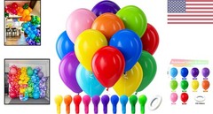 Assorted Rainbow Latex Balloons, 100 Pack 12 Inch round Helium Bright Color Ball