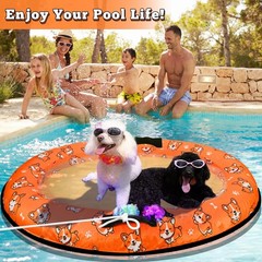 55 x 35 Inch Inflatable Dog Pool Float with Rope, Puppy Raft Floating Mat, Pe…