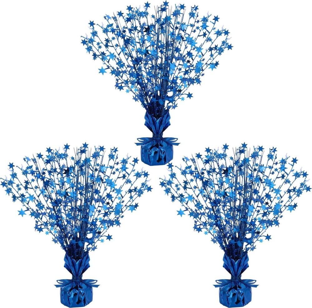3 Pcs Table Centerpiece for Party Blue Star Table Decoration Metallic Foil Sp…