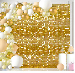 LJIE House Gold Square Sequin Glitter Backdrop 6 ft. x 6 ft. – Balloons not inc.