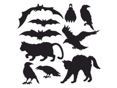 Halloween Silhouettes 4 Packs of 10 Bats Cats Birds Party Decorations Supplies
