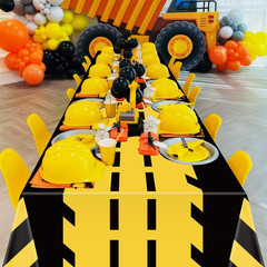 4 Pack Construction Tablecloth Construction Road Party Decorations Rectangular R