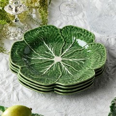 Le Jardin Cabbage 3D DINNER PLATES, SET OF FOUR -11″ Sculpted Large, Green