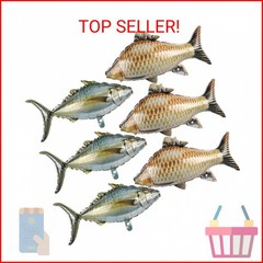6 Pcs Fish Balloons,Inflatable Realistic Carp Tuna Fish Balloons for Gone Fishin
