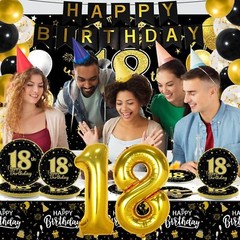 143 Pcs 18th Birthday Party Supplies Set for 24 Guests 18th Birthday Plates B…