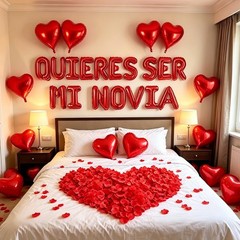 2 Set Red QUIERES SER MI NOVIA Balloons – 1200pcs Red Artificial Rose Petals …