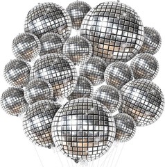 Silver Disco Ball Balloons – 32 Inch, Pack of 20 | Shiny Disco Ball for Disco…