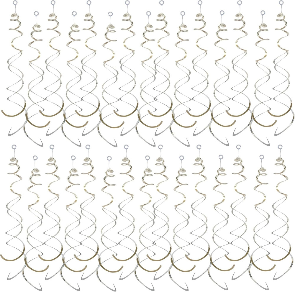 30 Pieces Silver Hanging Swirl Party Decorations Foil Decorations Ceiling Swirl