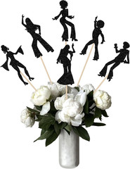 12 PCS Black Glitter 70S Disco Centerpiece Sticks Disco Dancing Table Flower Cen