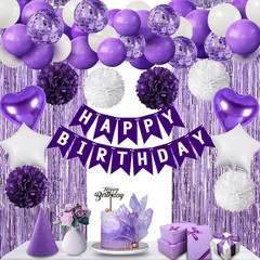 Purple Birthday Decorations for Girls Women,Party Decorations Happy Birthday Dec