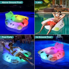 New DeeprBlu Inflatable Pool Floats Chair with Color Changing Light Solar Water
