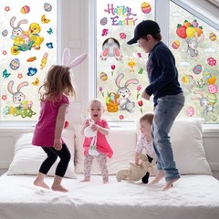 Easter Window Clings, 78 Pcs Easter Window Stickers Bunny Egg Glass Door Decals