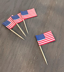 2.5″ American Flag Toothpicks, Patriotic Cupcake Toppers, USA Party Food Picks