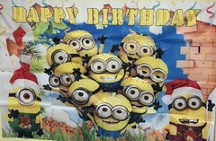 Minions Happy Birthday ( Christmas Themed) Backdrop 5ft X 3ft And Balloon Set