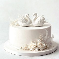 2 Pcs Swan Cake Topper Couple Wedding Cake Toppers Decor Vintage Elegant Cera…