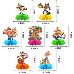 7Pcs Crash Bandicoot Honeycomb Centerpieces Party Supplies 3D Table Decorations