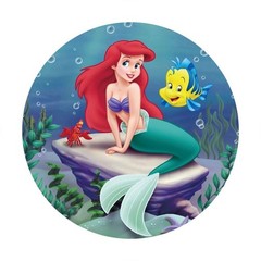 Round Mermaid Princess Ariel Backdrop Background Happy Birthday Party Decor