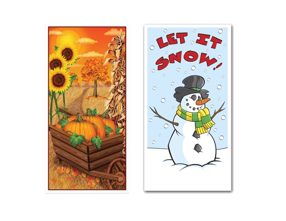 Fall & Winter 30» X 5′ Door Covers Party Decorations Pumpkin Sunflower Snowman
