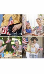 Mini USA Handheld Paper Flags on Wooden Sticks Patriotic Decor