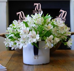 10 PCS Double Sided Rose Gold Glitter Fabulous 70th Birthday Centerpieces