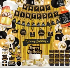 18/21/30/50/80th Any Age Birthday Decorations Box Black & Gold Birthday Party