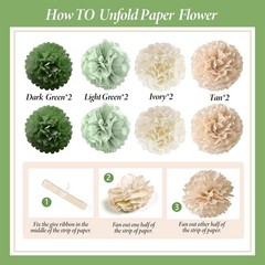 Sage Green Party Decorations with Banner, Tissue Tassels, Pompoms, Balloons, …