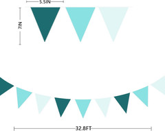 32Ft Teal Party Decorations Dark Green Teal Blue Triangle Banner Flag Pennant Fa