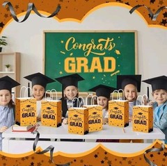 Gift Bags 6 Count New Blue Paper With Black Print Only Available Congrats Grad