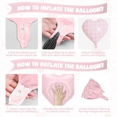 Pink White Checkered Heart Balloons, 10 Pcs Light Pink Grid Heart Shape Ballo…