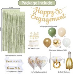 Elevate Your Engagement with Green Gold Party Decorations & Elegant Banner Set