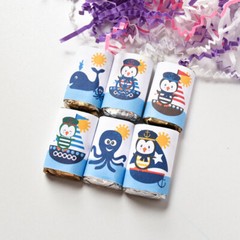 54 Nautical Penguin Candy Wrappers Labels for Baby Shower Birthday Mini Bar