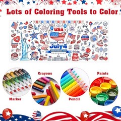 2 PCS 4th of July Coloring Tablecloth/Poster, 4th of July 2pcs Blue-4th of July
