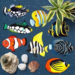 Tropical Fish Cutouts Colorful School Classroom Bulletin Board Decor 46 PCS