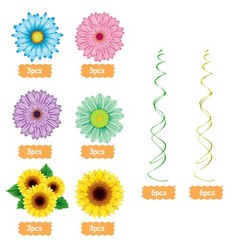 Spring Summer Hanging Decorations Set Sun Flowers Daisy Party Decor 30 PCS