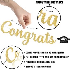 Stunning 10ft Gold Congrats Grad Banner | Perfect for 2026 Graduation Parties