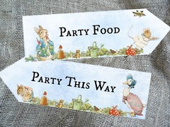 4 Blue Personalised Rabbits and Woodland Characters Party Decoration Arrows