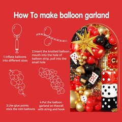104pcs Casino Party Decorations Balloon Garland Arch Kit with 3 Giant Foil Di…