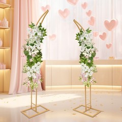 2Pcs Metal Wedding Arch Backdrop Flower Stand Balloon Stand Party Event Decor