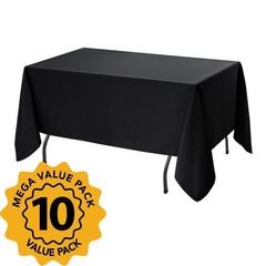 10-Pack Black Tablecloths for Rectangle Tables, 60 x 120 Inches, Stain-Resist…