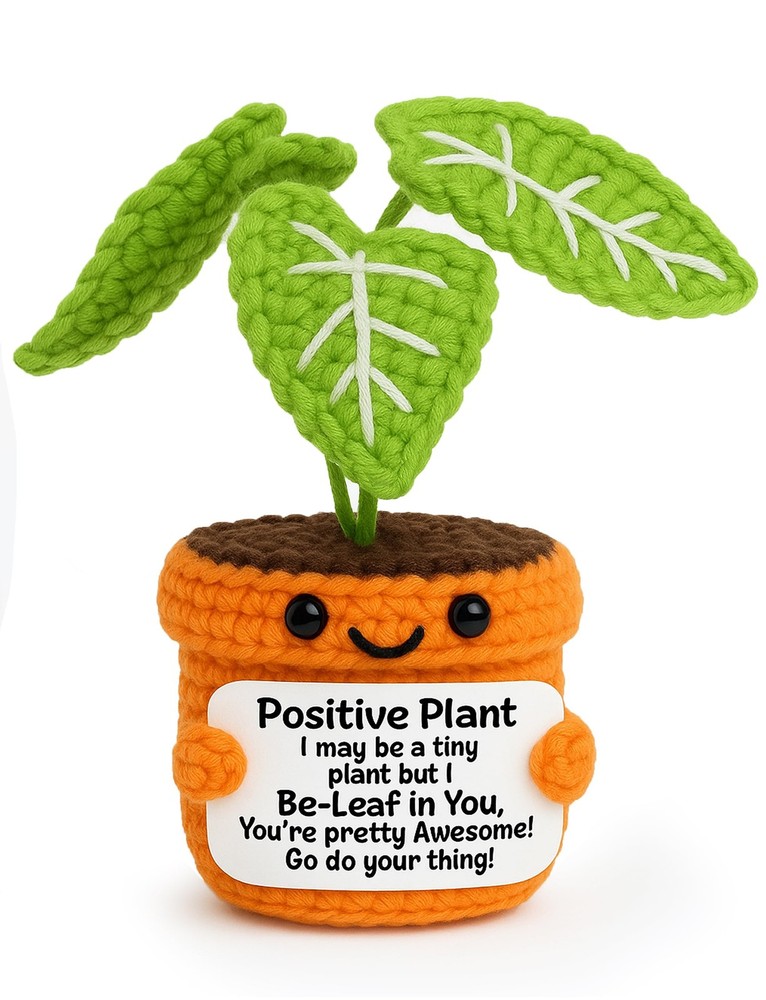 TKGIFTHOT Crochet Positive Plant Inspirational Small, Green Golden Brown