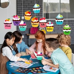 40 PCS Colorful Cupcake Paper Cutouts Name Tags Birthday Classroom Decor