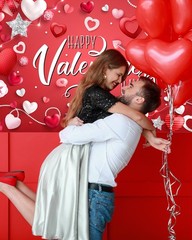 Mocsicka Happy Valentine’s Day Backdrop Banner 70.8×43.3 inch, Red