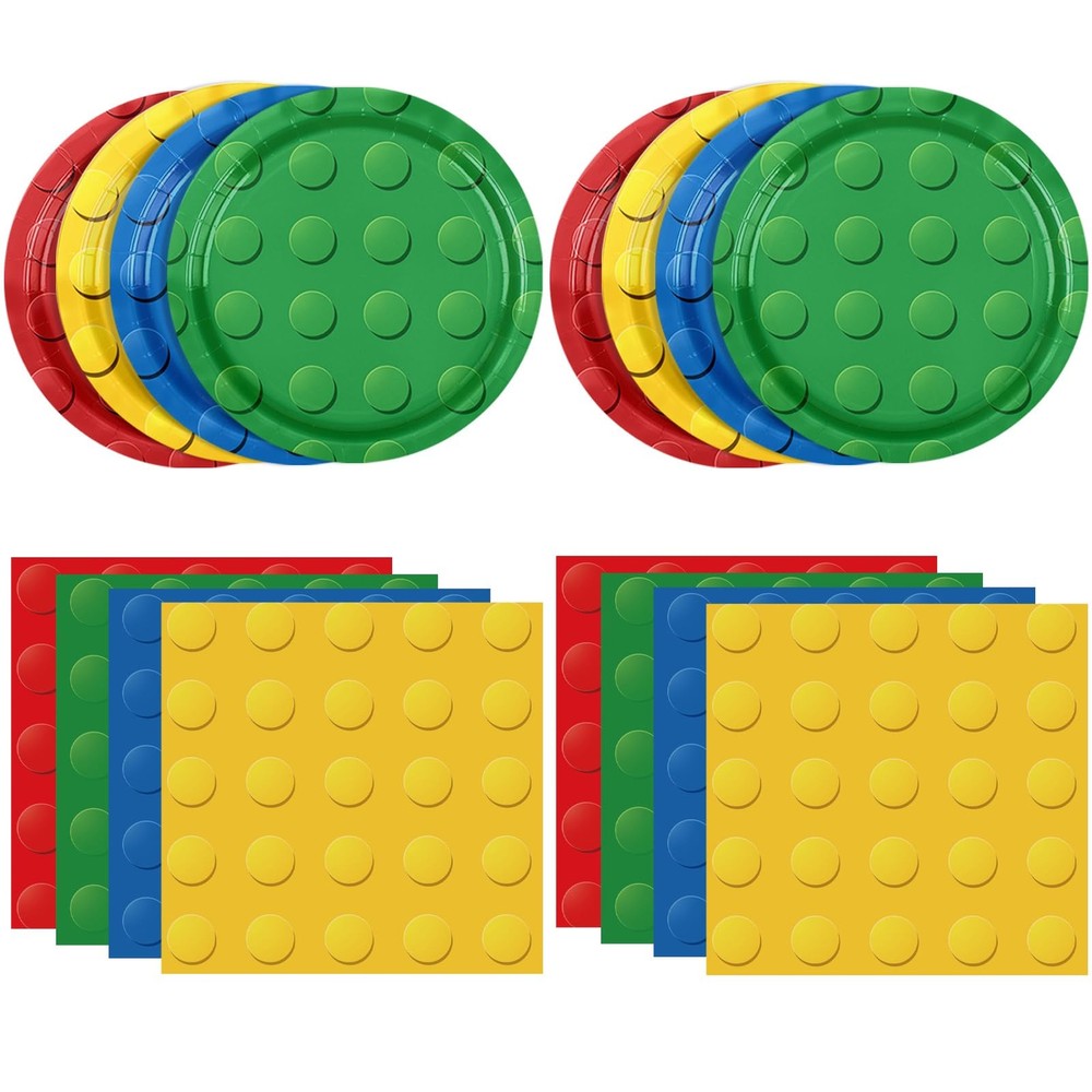 80PCS Building Blocks Themed Birthday Party Decorations Colorful Building Block