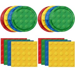 80PCS Building Blocks Themed Birthday Party Decorations Colorful Building Block