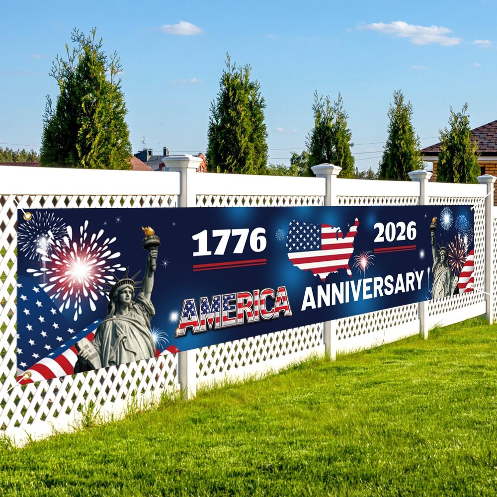 American 250th Anniversary Banner 300x60cm/10x2ft American Patriotic Flag USA 1